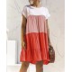 Women Fashion Casual Color Block Round Neck Short Sleeve Loose Dress Women Fashion Casual Color Block Round Neck Short Sleeve Loose Dress