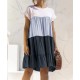 Women Fashion Casual Color Block Round Neck Short Sleeve Loose Dress Women Fashion Casual Color Block Round Neck Short Sleeve Loose Dress