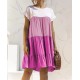 Women Fashion Casual Color Block Round Neck Short Sleeve Loose Dress Women Fashion Casual Color Block Round Neck Short Sleeve Loose Dress