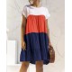 Women Fashion Casual Color Block Round Neck Short Sleeve Loose Dress Women Fashion Casual Color Block Round Neck Short Sleeve Loose Dress