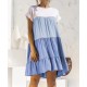 Women Fashion Casual Color Block Round Neck Short Sleeve Loose Dress Women Fashion Casual Color Block Round Neck Short Sleeve Loose Dress