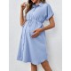 Pregnant Women Casual Solid Color Lapel Short-Sleeve Single Breasted Dress Pregnant Women Casual Solid Color Lapel Short-Sleeve Single Breasted Dress