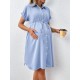 Pregnant Women Casual Solid Color Lapel Short-Sleeve Single Breasted Dress Pregnant Women Casual Solid Color Lapel Short-Sleeve Single Breasted Dress