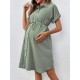Pregnant Women Casual Solid Color Lapel Short-Sleeve Single Breasted Dress Pregnant Women Casual Solid Color Lapel Short-Sleeve Single Breasted Dress