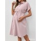 Pregnant Women Casual Solid Color Lapel Short-Sleeve Single Breasted Dress Pregnant Women Casual Solid Color Lapel Short-Sleeve Single Breasted Dress