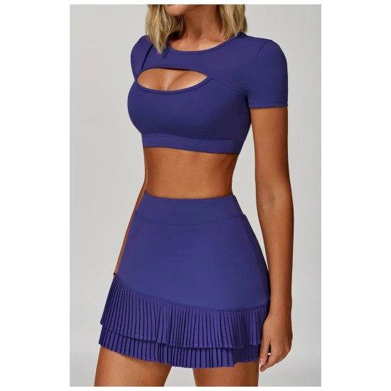 Women Fashion Casual Solid Color Short-Sleeve Hollow-Out Yoga Sports T-Shirt Women Fashion Casual Solid Color Short-Sleeve Hollow-Out Yoga Sports T-Shirt