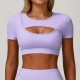 Women Fashion Casual Solid Color Short-Sleeve Hollow-Out Yoga Sports T-Shirt Women Fashion Casual Solid Color Short-Sleeve Hollow-Out Yoga Sports T-Shirt