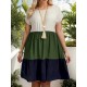 Women Fashion Casual Plus Size Color Block Lotus Leaf Sleeve Loose Dress Women Fashion Casual Plus Size Color Block Lotus Leaf Sleeve Loose Dress