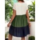 Women Fashion Casual Plus Size Color Block Lotus Leaf Sleeve Loose Dress Women Fashion Casual Plus Size Color Block Lotus Leaf Sleeve Loose Dress