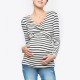 Pregnant Woman Casual Stripe V-Neck Long-Sleeve Breastfeeding T-Shirt Pregnant Woman Casual Stripe V-Neck Long-Sleeve Breastfeeding T-Shirt