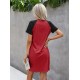 Women Fashion Casual Contrast Color Stitching Irregular Short Sleeve Dress Women Fashion Casual Contrast Color Stitching Irregular Short Sleeve Dress