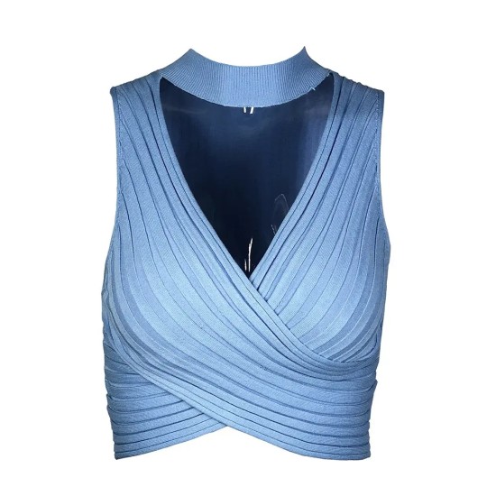 Women Sexy Solid Color Neck Cropped Top Women Sexy Solid Color Neck Cropped Top