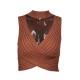 Women Sexy Solid Color Neck Cropped Top Women Sexy Solid Color Neck Cropped Top