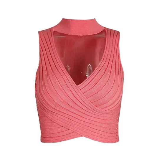 Women Sexy Solid Color Neck Cropped Top Women Sexy Solid Color Neck Cropped Top