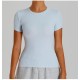 Women Fashion Casual Solid Colorthread Short-Sleeve Quick-Drying Yoga T-Shirt Women Fashion Casual Solid Colorthread Short-Sleeve Quick-Drying Yoga T-Shirt