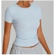 Women Fashion Casual Solid Colorthread Short-Sleeve Quick-Drying Yoga T-Shirt Women Fashion Casual Solid Colorthread Short-Sleeve Quick-Drying Yoga T-Shirt