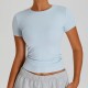 Women Fashion Casual Solid Colorthread Short-Sleeve Quick-Drying Yoga T-Shirt Women Fashion Casual Solid Colorthread Short-Sleeve Quick-Drying Yoga T-Shirt