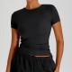 Women Fashion Casual Solid Colorthread Short-Sleeve Quick-Drying Yoga T-Shirt Women Fashion Casual Solid Colorthread Short-Sleeve Quick-Drying Yoga T-Shirt