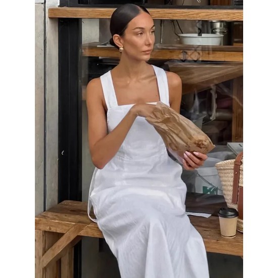 Women Summer Casual Solid Color Backless Maxi Dress Women Summer Casual Solid Color Backless Maxi Dress
