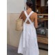 Women Summer Casual Solid Color Backless Maxi Dress Women Summer Casual Solid Color Backless Maxi Dress