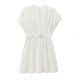 Office Chic Women Summer V-Neck Pleated Solid Color V Neck Dress Office Chic Women Summer V-Neck Pleated Solid Color V Neck Dress