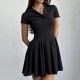 Women Fashion Simple Solid Color Lapel Short-Sleeve Dress Women Fashion Simple Solid Color Lapel Short-Sleeve Dress