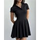 Women Fashion Simple Solid Color Lapel Short-Sleeve Dress Women Fashion Simple Solid Color Lapel Short-Sleeve Dress
