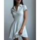 Women Fashion Simple Solid Color Lapel Short-Sleeve Dress Women Fashion Simple Solid Color Lapel Short-Sleeve Dress
