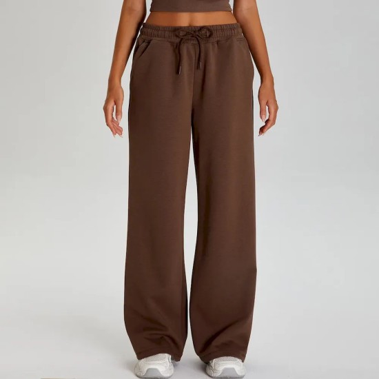 Women Fashion Casual Solid Color Loose Drawstring Wide-Leg Sports Pants Women Fashion Casual Solid Color Loose Drawstring Wide-Leg Sports Pants