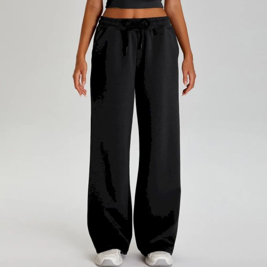 Women Fashion Casual Solid Color Loose Drawstring Wide-Leg Sports Pants Women Fashion Casual Solid Color Loose Drawstring Wide-Leg Sports Pants