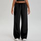 Women Fashion Casual Solid Color Loose Drawstring Wide-Leg Sports Pants Women Fashion Casual Solid Color Loose Drawstring Wide-Leg Sports Pants