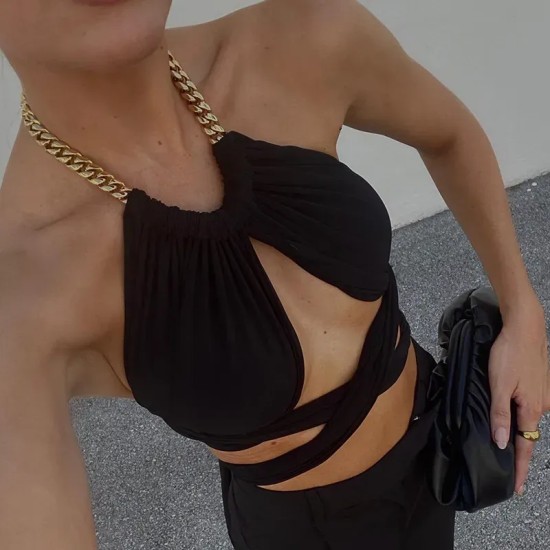 Women Sexy Neck Strap Cropped Top Women Sexy Neck Strap Cropped Top
