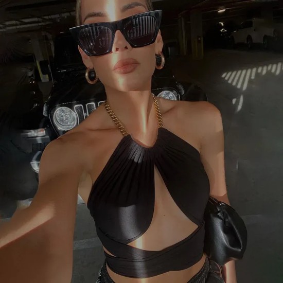 Women Sexy Neck Strap Cropped Top Women Sexy Neck Strap Cropped Top