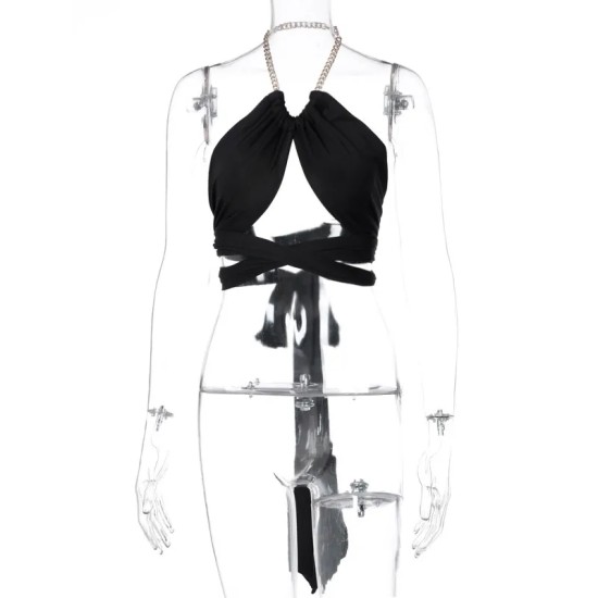 Women Sexy Neck Strap Cropped Top Women Sexy Neck Strap Cropped Top